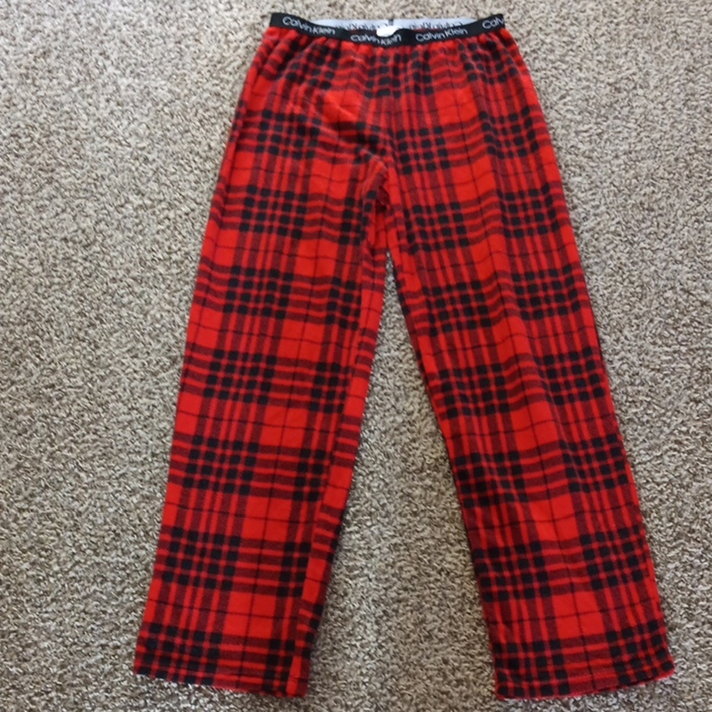 Calvin Klein Red and Black Checkered Joggers